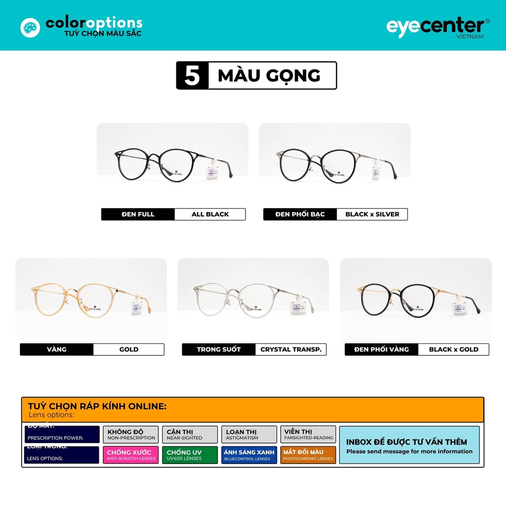 Gọng kính cận nữ chính hãng ZAC &amp; CODY B62S kim loại chống gỉ nhập khẩu by Eye Center Vietnam