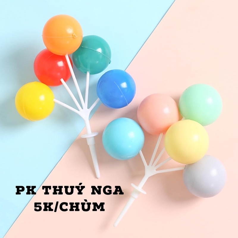 10 chùm 5 bóng nhựa sắc màu