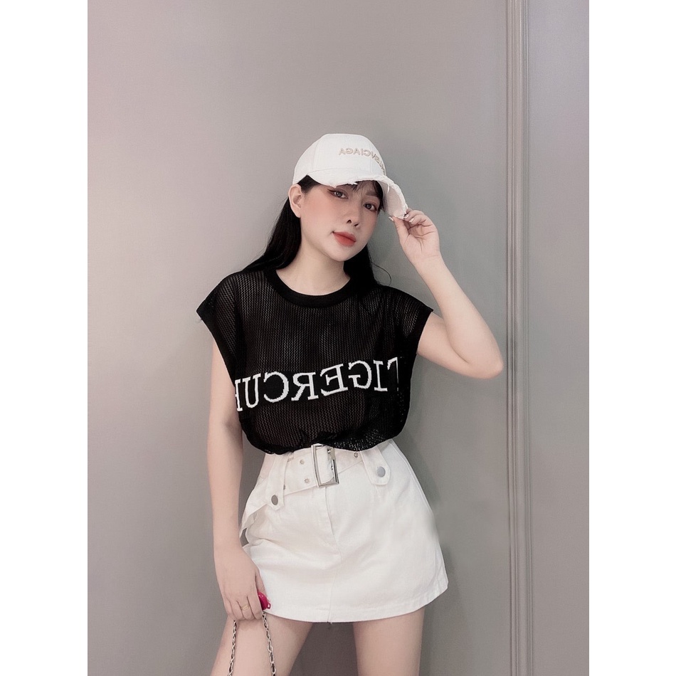 Áo Sát Nách Lưới Thêu Chữ Tiger