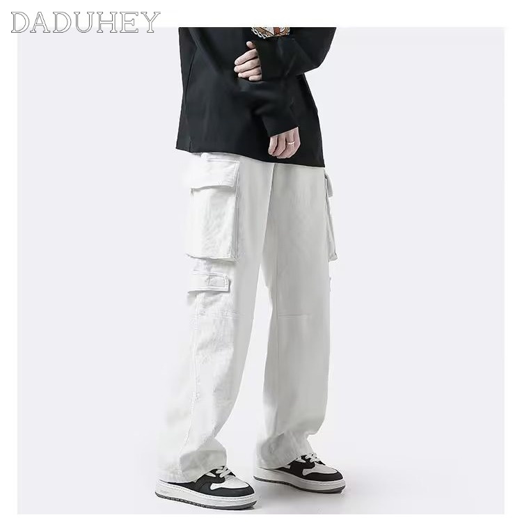 DaDuHey Men's and Women's 2022 Autumn Fashion Brand Straight Cargo Pants Korean Style Trendy Functional Loose Casual Pants