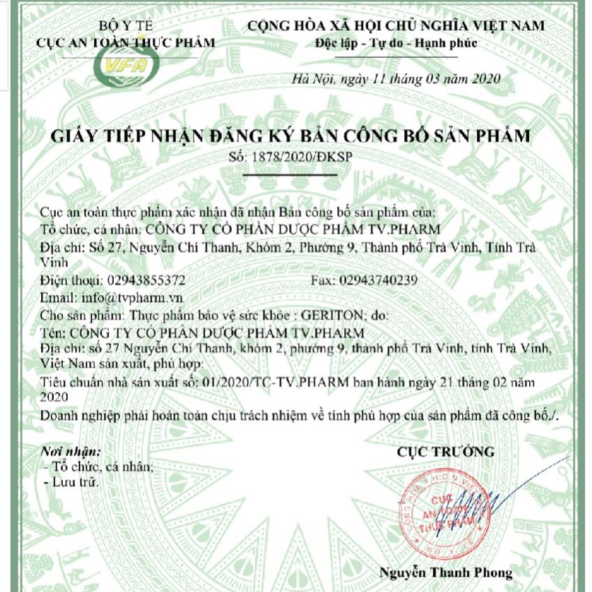 Geriton - Hỗ trợ bổ sung vitamin khoáng chất và nhân sâm Hàn Quốc giúp bồi bổ cơ thể, nâng sức đề kháng (100v)