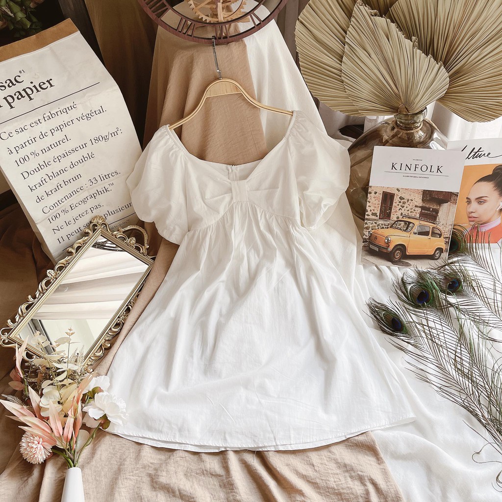 [Mã SKAMA06 giảm 8% tối đa 50K đơn 250K] ĐẦM TRẮNG TAY BỒNG NHÍU NƠ NGỰC | BigBuy360 - bigbuy360.vn