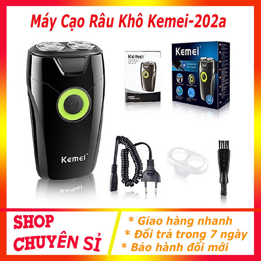 Máy Cạo Râu May Cao Rau Nam Kemei 202a 2 Lưỡi Mài Lưỡi Tự Động Cạo Khô Cạo Sát Không Rát