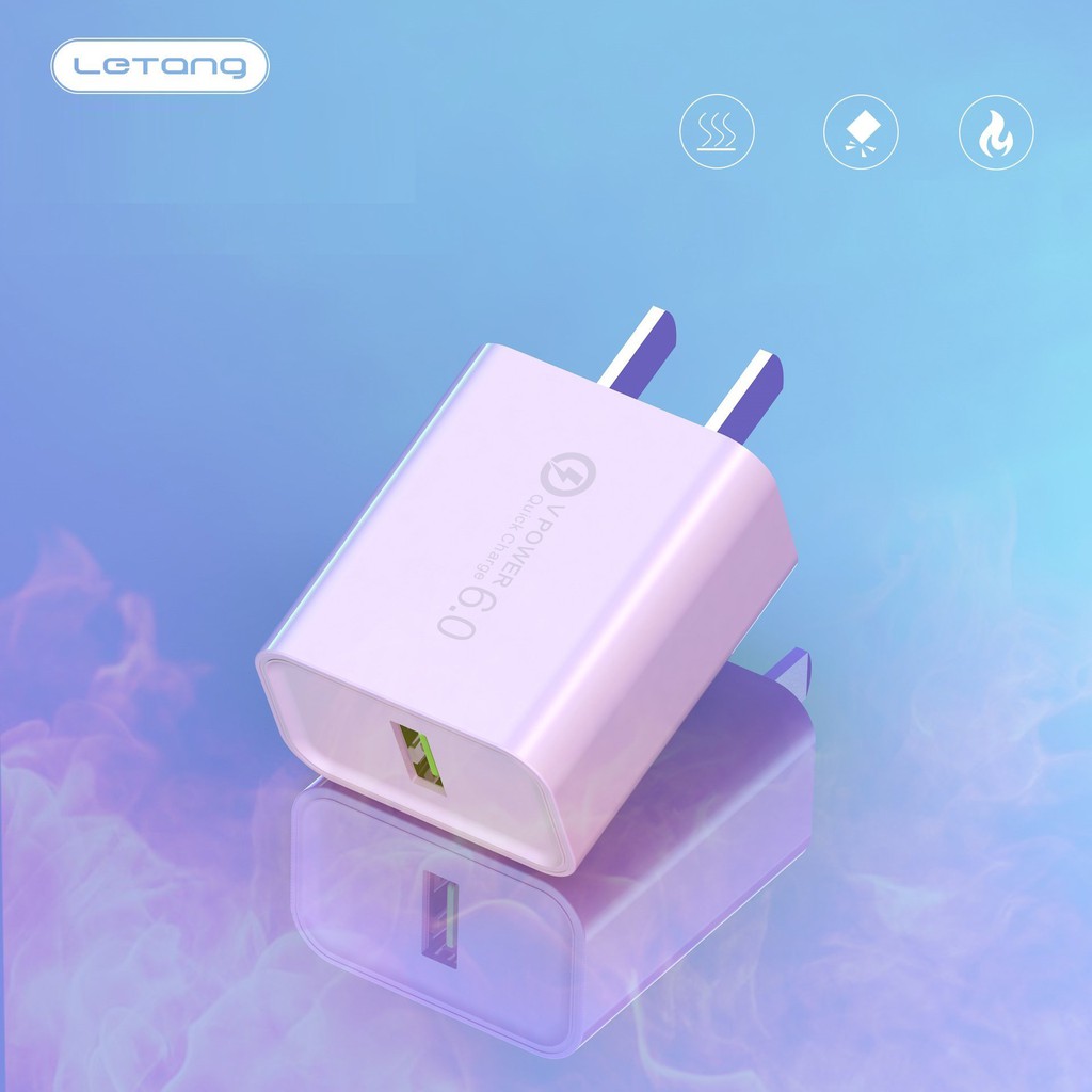 Củ Sạc Nhanh Letang 4.5A \ 22.5W QuickCharge 3.0 Chống Cháy Nổ - Dùng Cho Iphone Ipad Samsung Xiaomi Oppo Huawei..vv