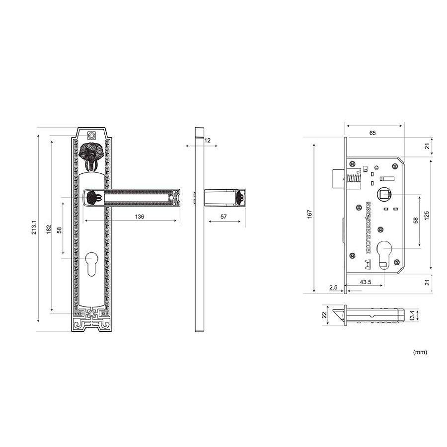 KHÓA TAY GẠT BẰNG ĐỒNG HUY HOÀNG HC5828 Lắp Cửa Thông Phòng Chính Hãng Bảo Hành 3 Năm