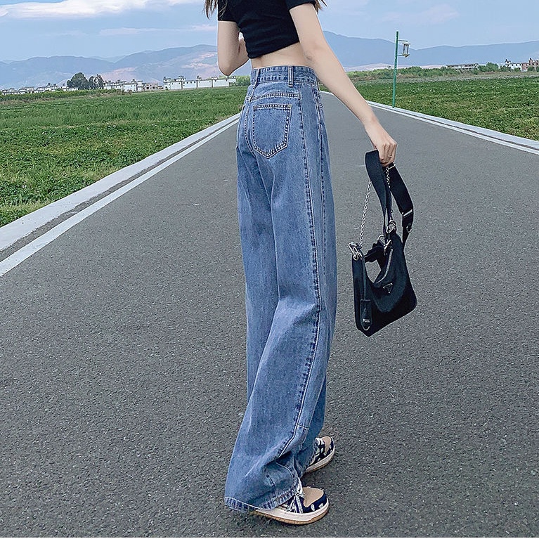 Quần Jeans Nữ Lưng Cao Ống Rộng Thời Trang Hàn Quốc