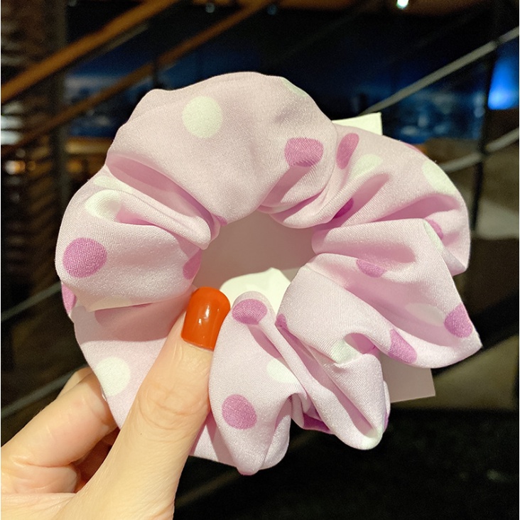 RẺ VÔ ĐỊCH  DÂY BUỘC TÓC SCRUNCHIES HỌA TIẾT CHẤM BI XINH XẮN CHO NỮ