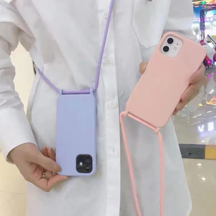 Ốp Điện Thoại Silicon Chống Sốc Có Dây Đeo Chéo Thời Trang Cho iPhone 14  pro max 13 12 11 Pro Max 14 Plus