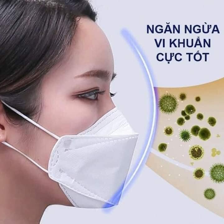 Sét 100 khẩu trang cá người lớn Kf94 4D kháng khuẩn (mầu trắng)