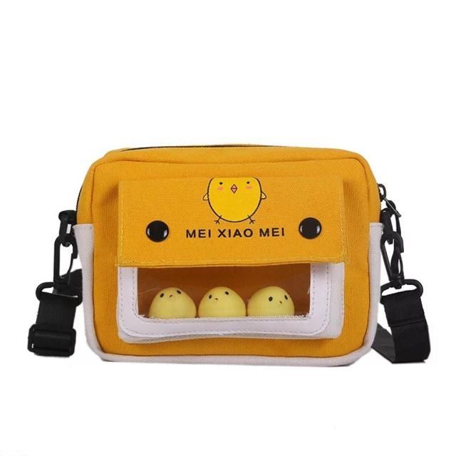 Túi chéo nam nữ chip chip thời trang và cá tính in hình gà con tặng kèm 3 chú gà