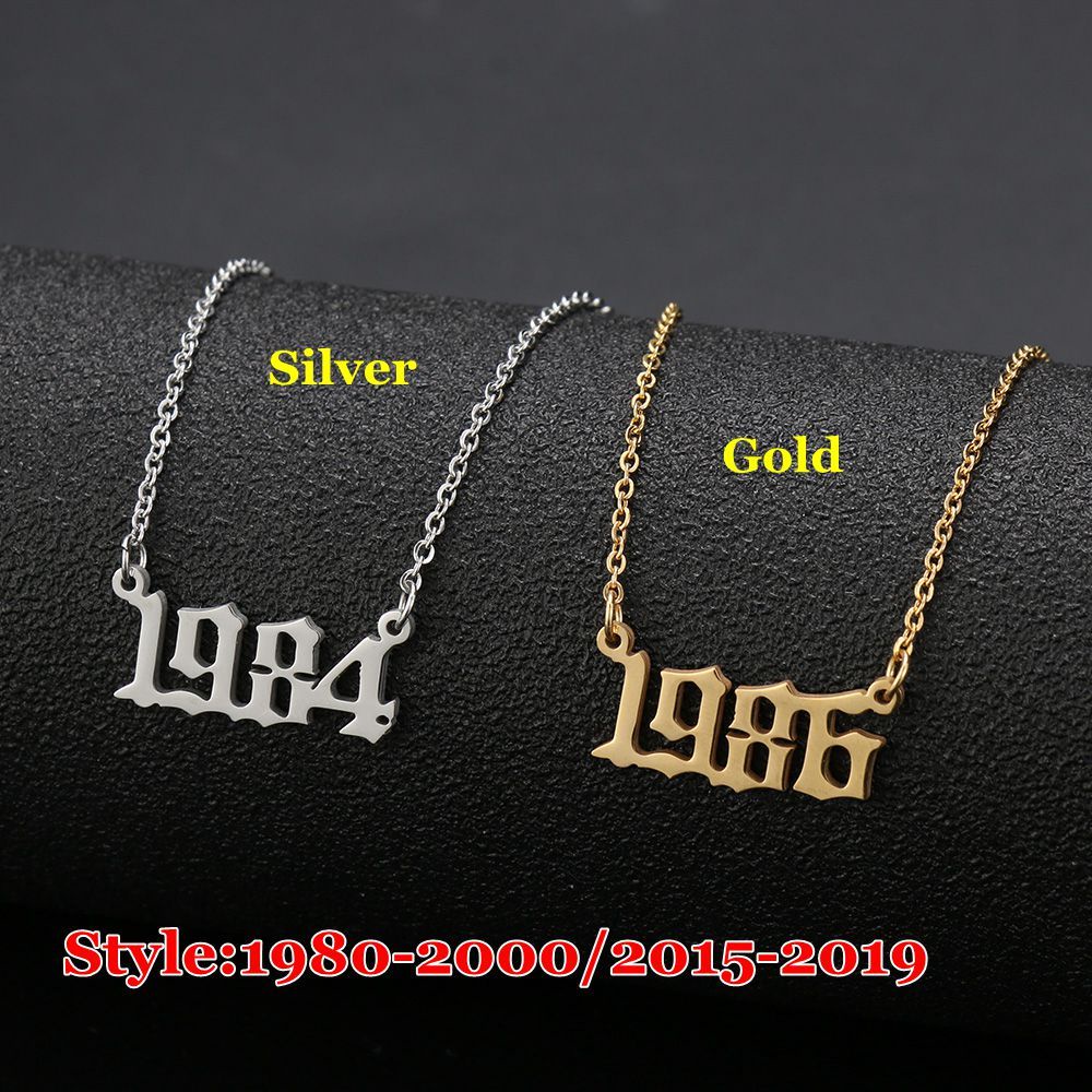 Vòng cổ mặt hình số năm 1980 - 2019 phong cách Punk cá tính cho nữ