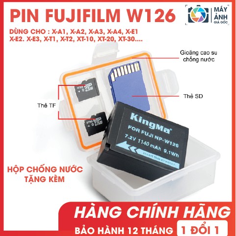 PIN W126 KINGMA CHO MÁY ẢNH FUJIFILM ( Tặng kèm hộp đựng chống nước)