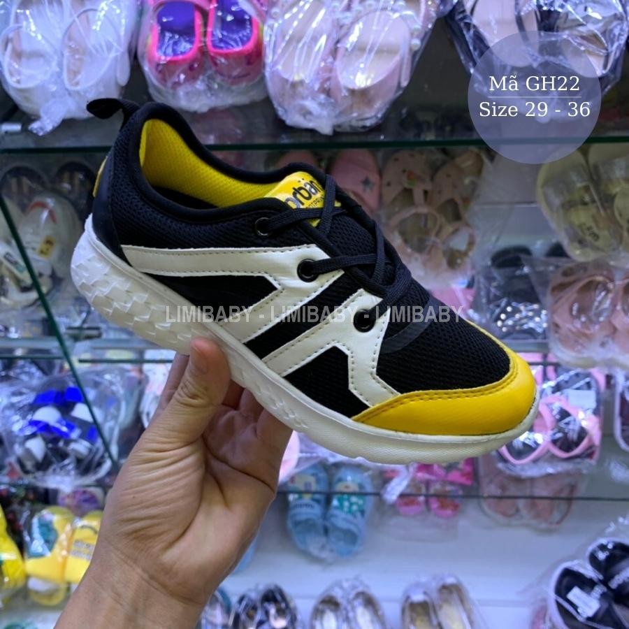 Giày thể thao bé trai Urban đen vàng xuất Châu Âu siêu nhẹ kháng khuẩn phù hợp cho trẻ em 4 -12 tuổi đi học chạy bộ GH22