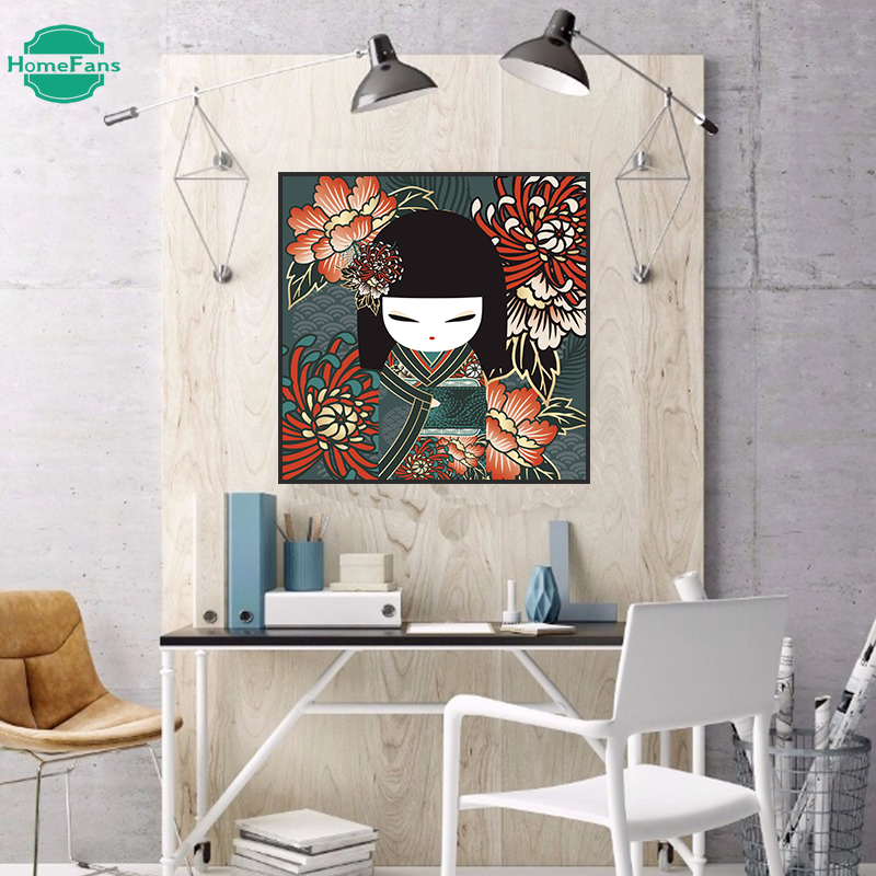 Tranh Tự Đính Đá Giả Kim Cương 5D 20 Mẫu DIY 40x40cm​ Họa Tiết Búp Bê Xinh Xắn