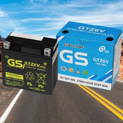 Ắc Quy GS GTZ6V (12V-5Ah) - Miễn 70k phí vận chuyển xa - Binh ac quy kho xe may 12v cho xe tay ga Honda, Yamaha...