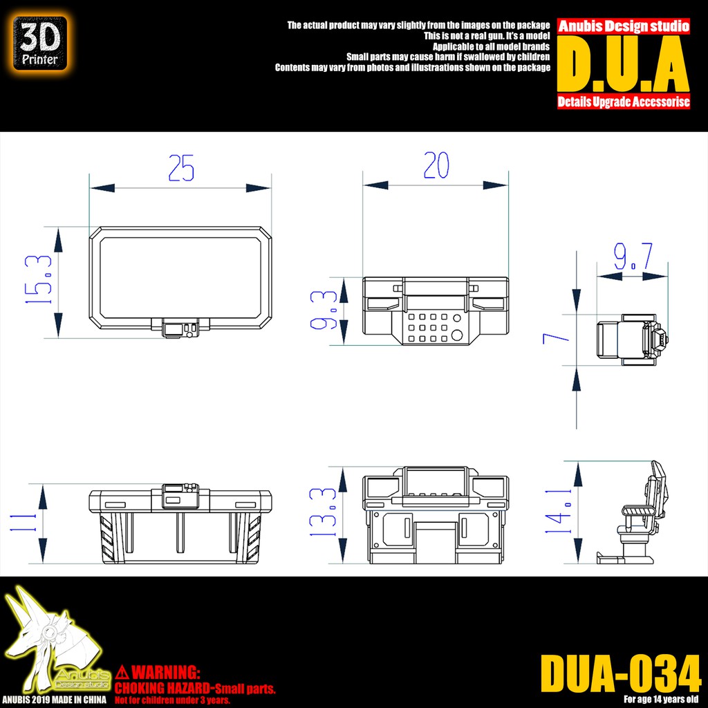 Phụ kiện mod ANUBIS - Chi tiết nhựa mô hình in 3D DUA034