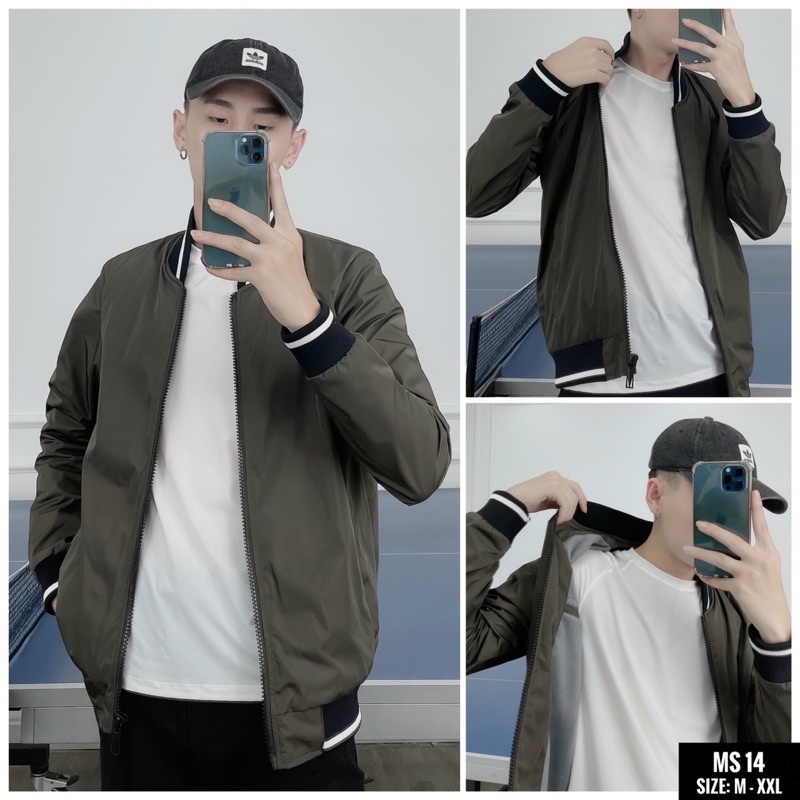 Áo khoác hai lớp lót lông có cổ bomber hoạ tiết đơn giản, Áo khoác thời trang nam phong cách hàn quốc btshop từ m-xxl