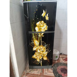 Tranh 3D hoa hồng vàng dán tủ lạnh