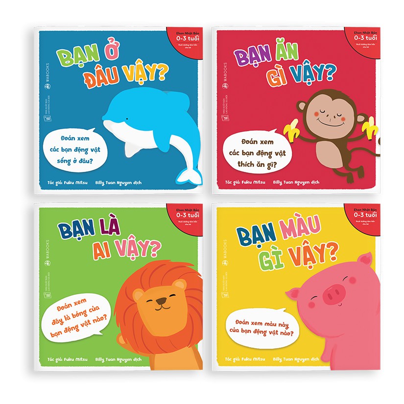 Sách - Combo 4 cuốn Ehon Bạn là ai vậy? - Bạn ăn gì vậy - Bạn màu gì vậy - Bạn ở đâu vậy - Bạn là ai vậy