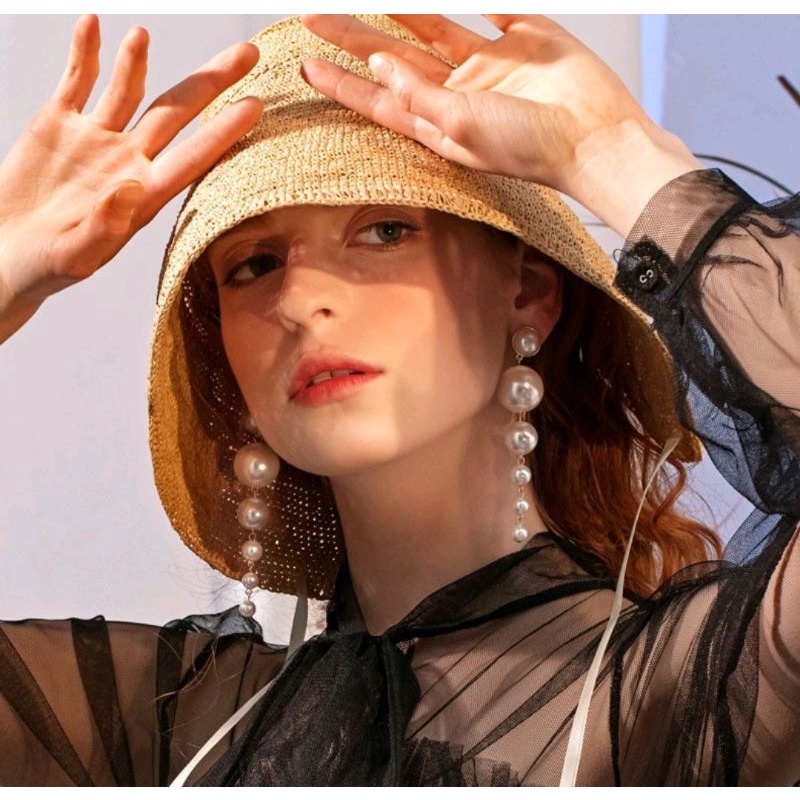 Khuyên tai bông tai ngọc trai nhân tạo dáng dài sang trọng thời trang Hàn Quốc