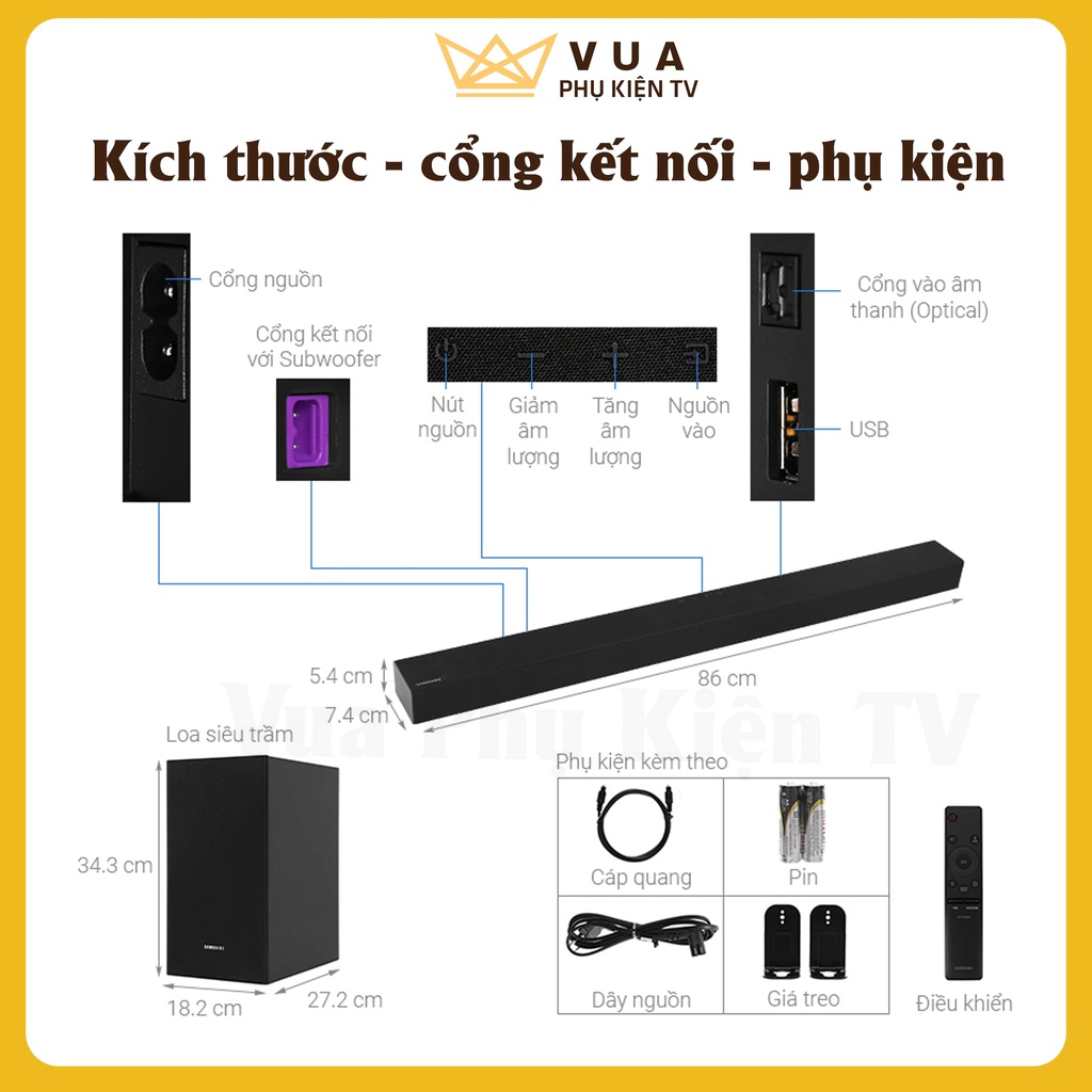 Loa soundbar Samsung HW-T420 công suất 150W, loa thanh samsung âm thanh vòm  -Vua Phụ Kiện TV