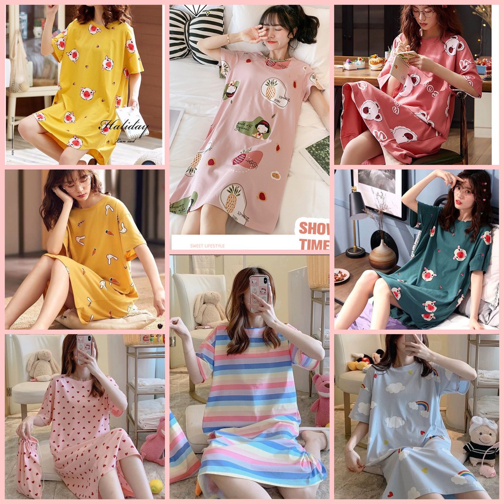 Váy Ngủ Hoạt Hình Cute 🌸 Hàng Quảng Châu 🌸 Đồ ngủ mặc nhà mềm,mát,mỏng họa tiết hoạt hình hàng Quảng Châu loại 1