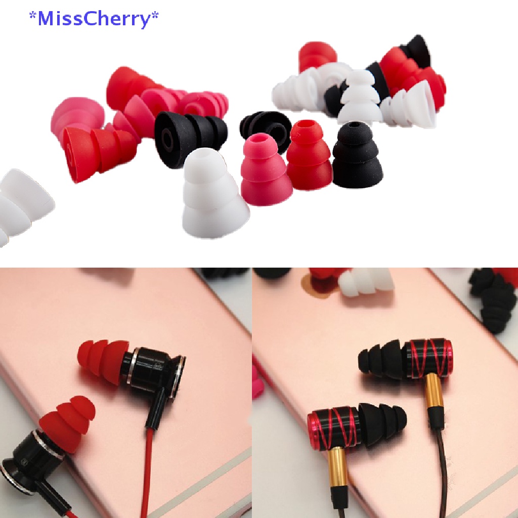 Set 6 Nút Bọc Tai Nghe Nhét Tai Bằng Silicon Ba Lớp Mới