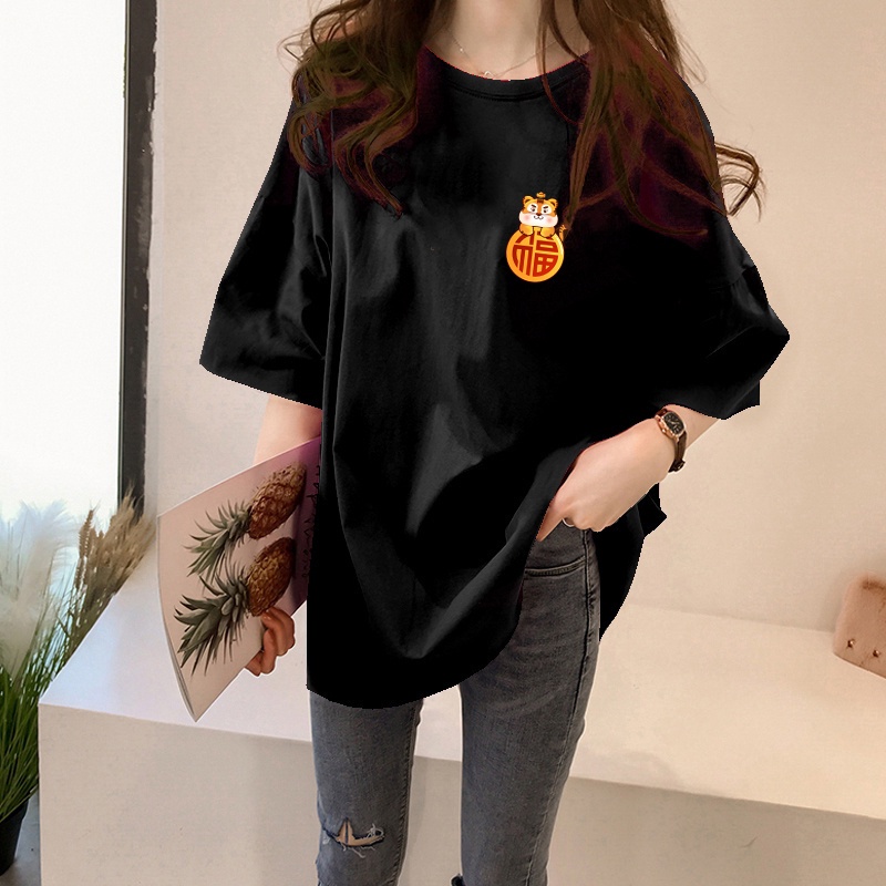 NRVP Áo thun tay ngắn cổ tròn in hình hổ năm mới Trung Hoa thời trang mùa hè cho nữ 2022