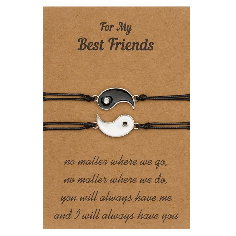Set 2 vòng tay âm dương RINHOO FRIENDSHIP màu trắng đen độc đáo cho cặp đôi