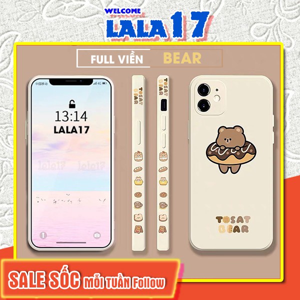 Ốp lưng iphone đẹp cạnh vuông in hình viền bvc Tosat Bear doraemon gấu mickey