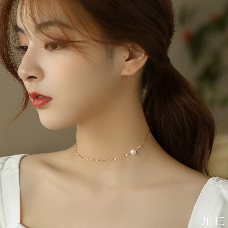 Vòng cổ Đính Hạt Ngọc Trai Đơn Giản Thời Trang Dành Cho Nữ