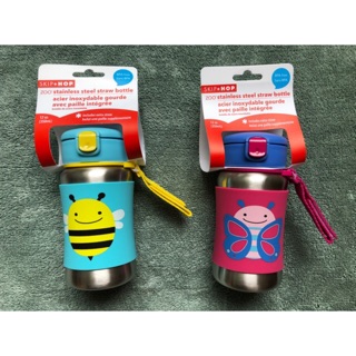 Bình nước cho bé Skip Hop Zoo Stainless Straw Bottle - Chính hãng nhập Mỹ Skiphop