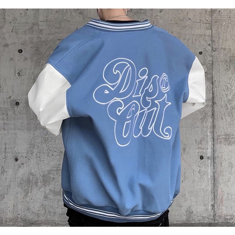 Áo bomber - Jacket Varsity có túi trong chất dạ tay da cao cấp loại 1 DISCOUNT