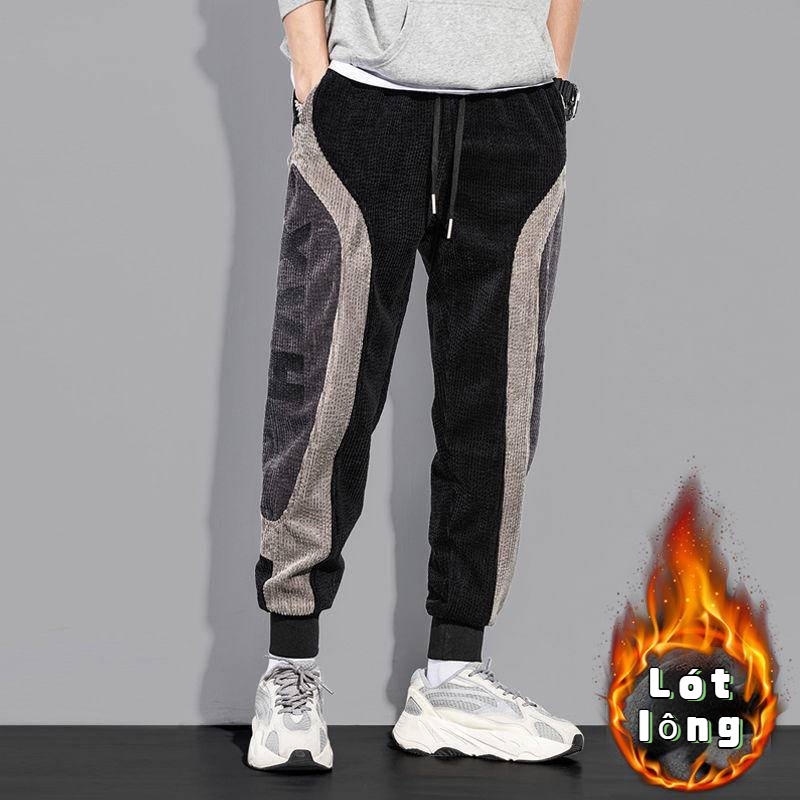 Quần Jogger Nam Vải Nhung Dày Dáng Rộng Kiểu Hàn Quốc Thời Trang Thu Đông Cho Nam
