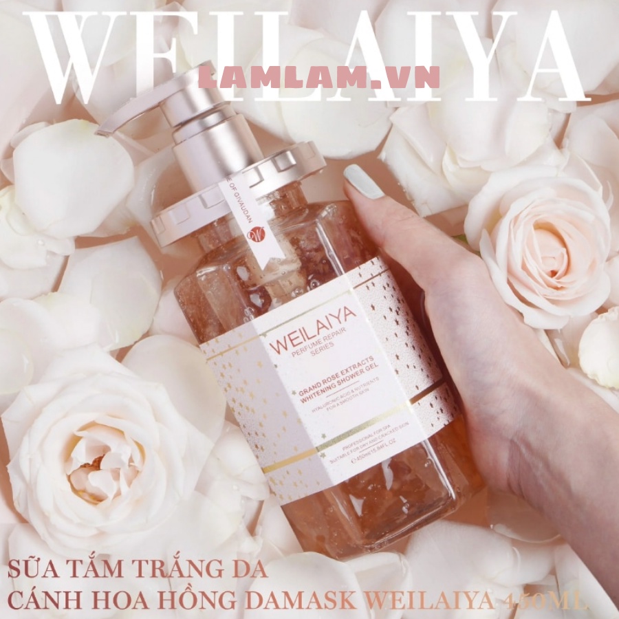 Sữa tắm trắng da cánh hoa hồng Damask Weilaiya Grand Rose Extracts Whitening Shower Gel 450ml