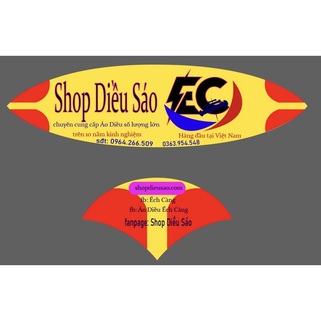 Áo diều sáo xỏ khung 2m cờ đỏ sao vang phối đầu cánh vải caro