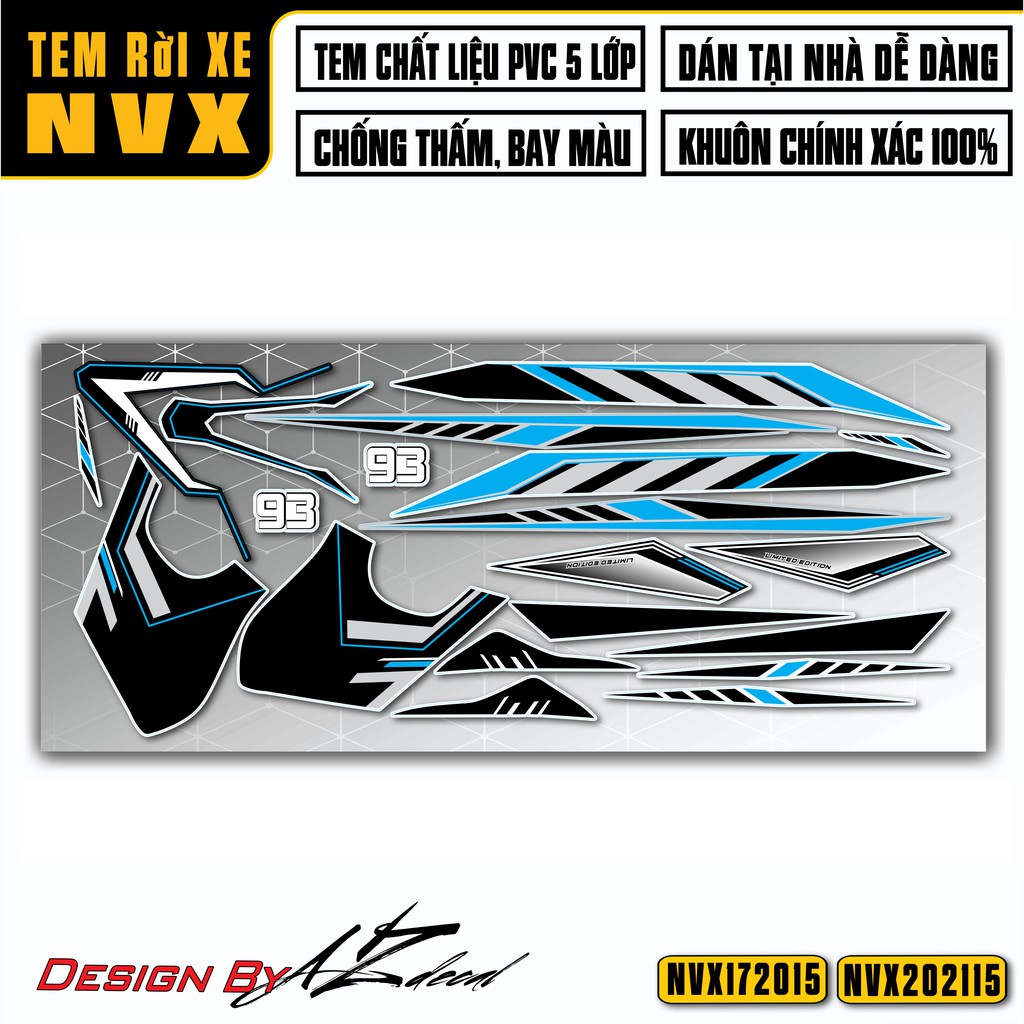 Tem Xe NVX 2017 - 2021 Dễ Dán | NVX15 | Decal Rời Dán Cho Mọi Xe NVX 125, 155 Chống Nước, Bền Màu