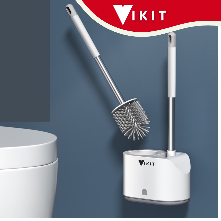 Bộ chổi cọ nhà vệ sinh MẪU MỚI NHẤT 2022- Chổi cọ bồn cầu đa năng 2 món VKIT- Có thể dán tường CVS01