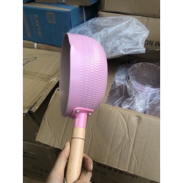 Chảo chống dính bếp từ sâu lòng vân đá 18cm dùng cho mọi loại bếp , Chảo đá chống dính bếp điện cao cấp