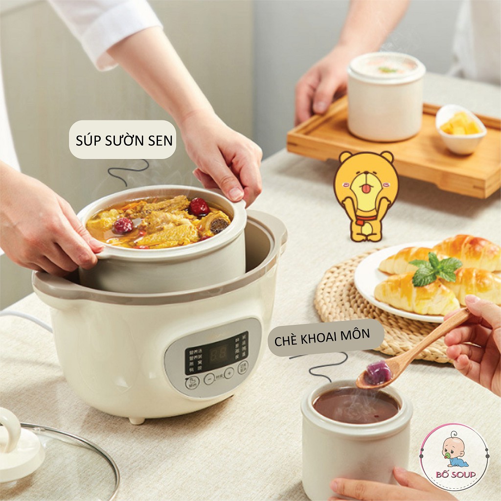 Nồi nấu cháo chậm cho bé Bear 1,6L phiên bản Quốc Tế bảo hành 18 tháng Shop Bố Soup