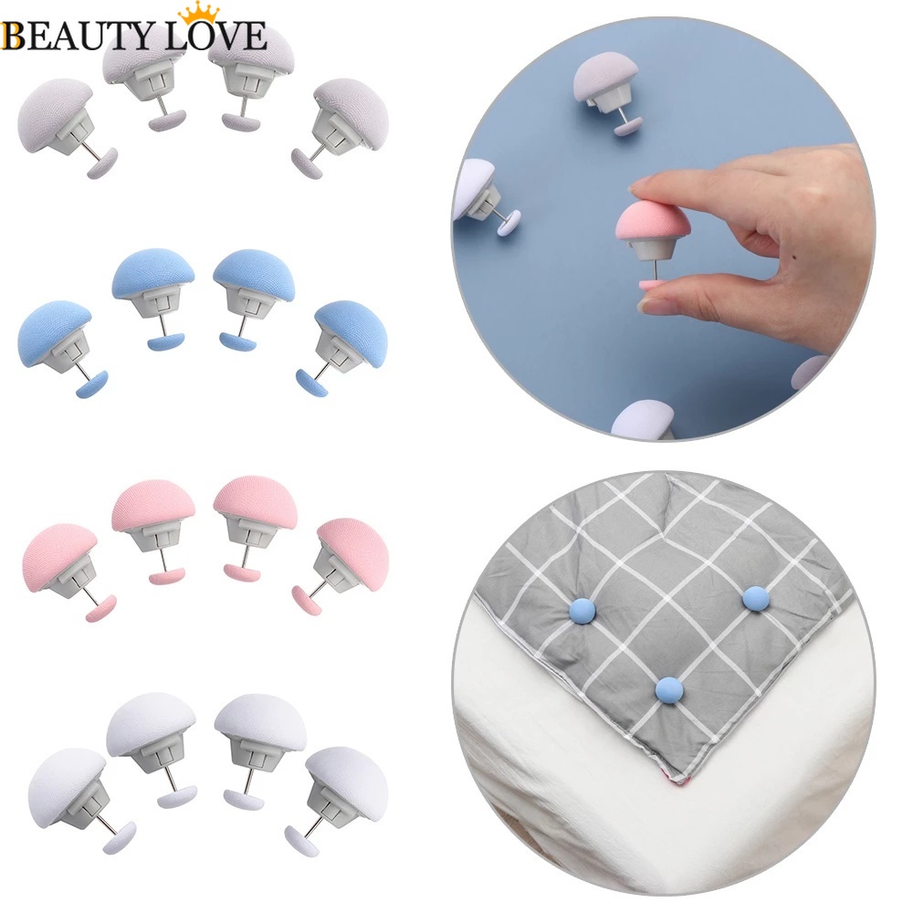 [Mới] Bộ 4 Kẹp Cố Định Ga Trải Giường Chống Trượt Hình Nấm Mini Màu Trơn Đơn Giản