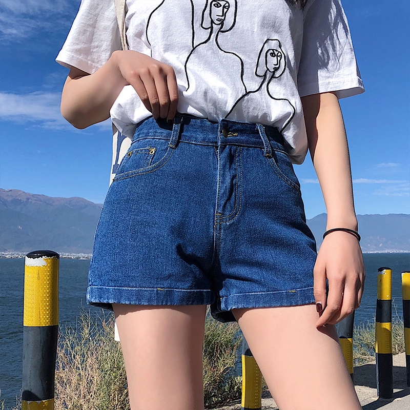 Quần short denim màu trơn năng động cho nữ | BigBuy360 - bigbuy360.vn