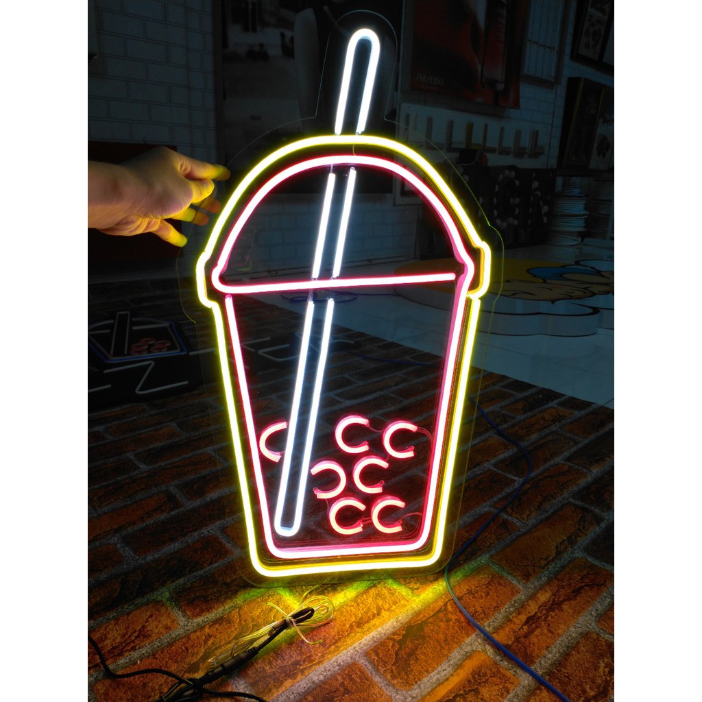 Ly trà sữa led neon ( kích thước 30x50cm)