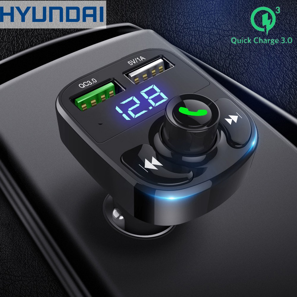 Tẩu sạc oto, xe hơi HYUNDAI QC3.0 - Hỗ trợ nghe nhạc qua Bluetooth