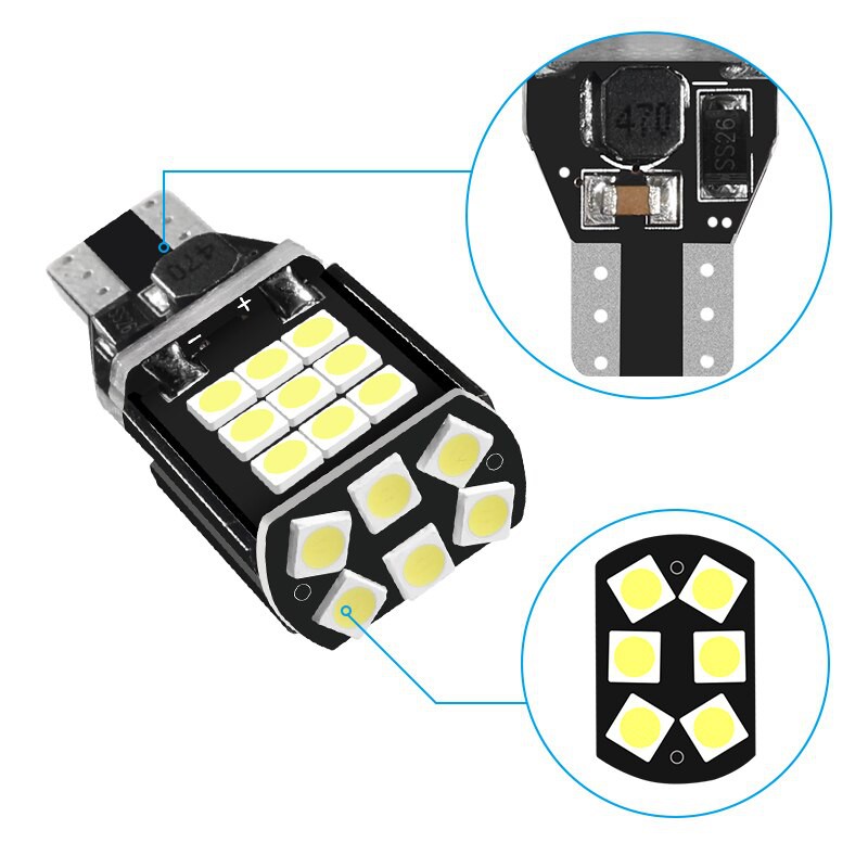 Đèn Led Chân T15 921 912 W16W T10 - 24 SMD 3030 Cho Xi Nhan, Báo Rẽ, Đèn Hậu, Đèn Lùi Cho ô tô, xe máy