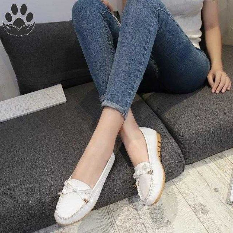 Giày Lười Nữ GN28,Giày Mọi Moccasin Da Bò Thật Đế Cao Su Trống Trơn Trượt Độ Bền Cao Kiểu Dáng Trẻ Trung Xinh Xắn