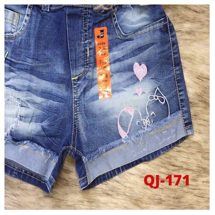 QUẦN SHORT JEAN BÉ GÁI 10-25kg. Chất jean, quần lưng thun thoải mái cho bé vận động- Tomchuakids.