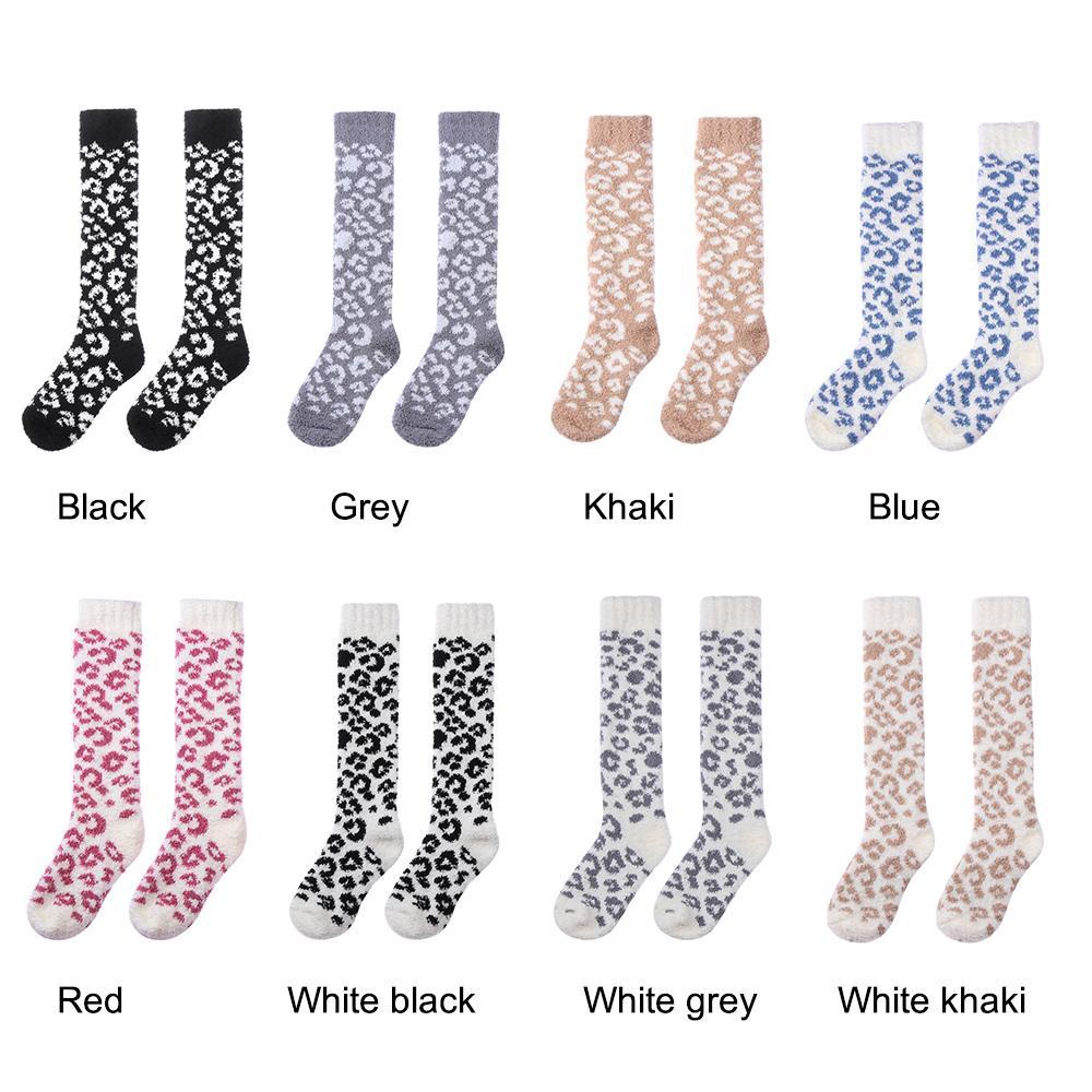 DIACHAVN Vớ Nhung San Hô Mềm Mại In Họa Tiết Da Báo Cho Nam Và Nữ