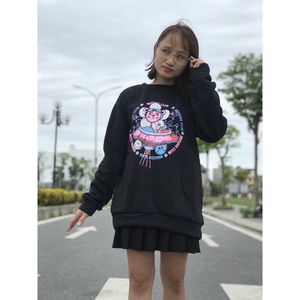 Áo Sweater nam nữ fom rộng unisex chất nỉ bông in hình đĩa bay oversize đến 68kg mặc vừa phong cách Hàn Quốc AT 1122