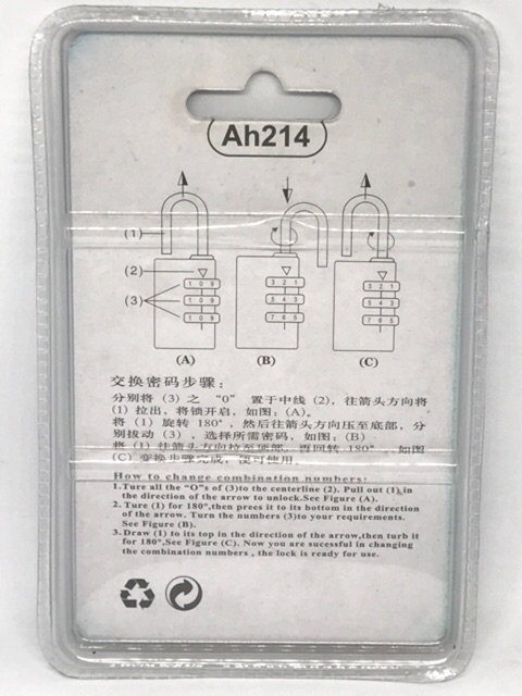 Ổ khoá số thau 2 phân 4 vòng số AH-214